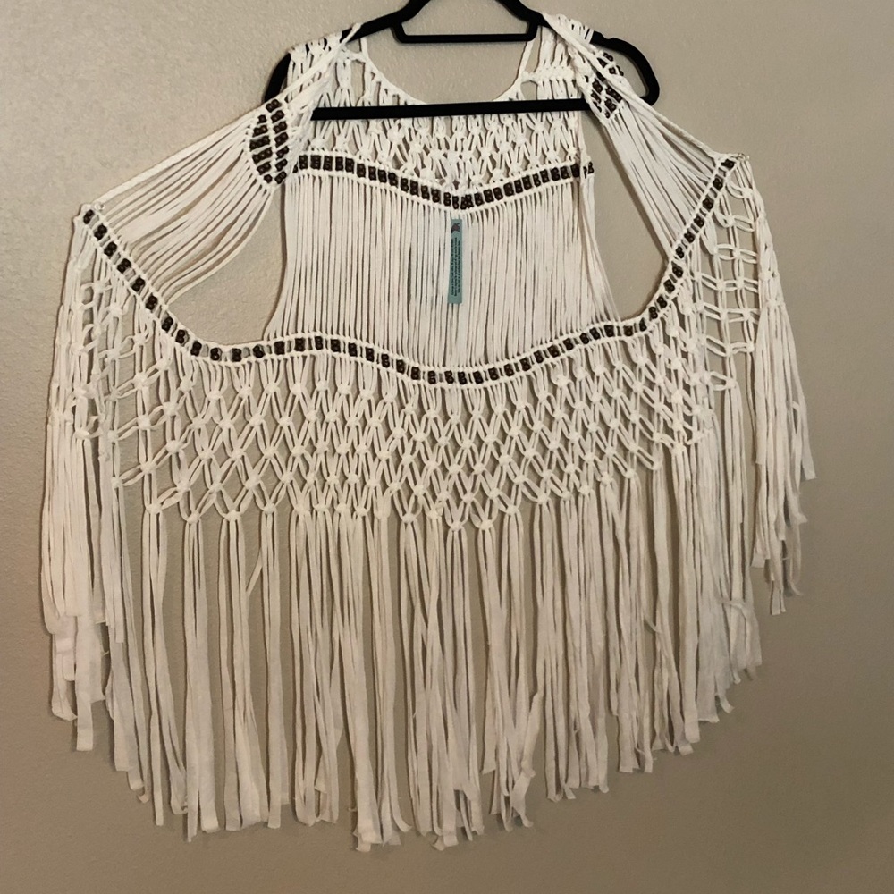White Fringes Vest